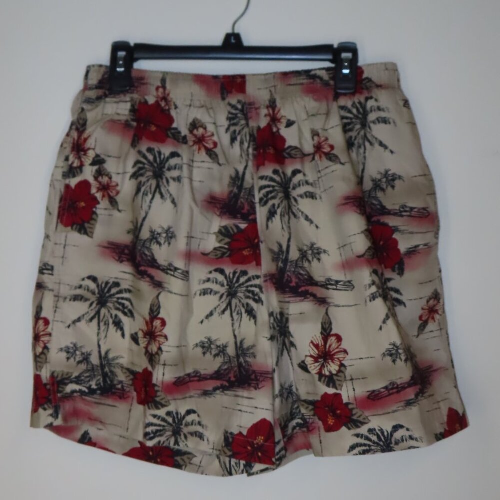 New Roundtree & Yorke Mens Swim Trunks Lg Mesh Lined Beach Tropical Palm Tree